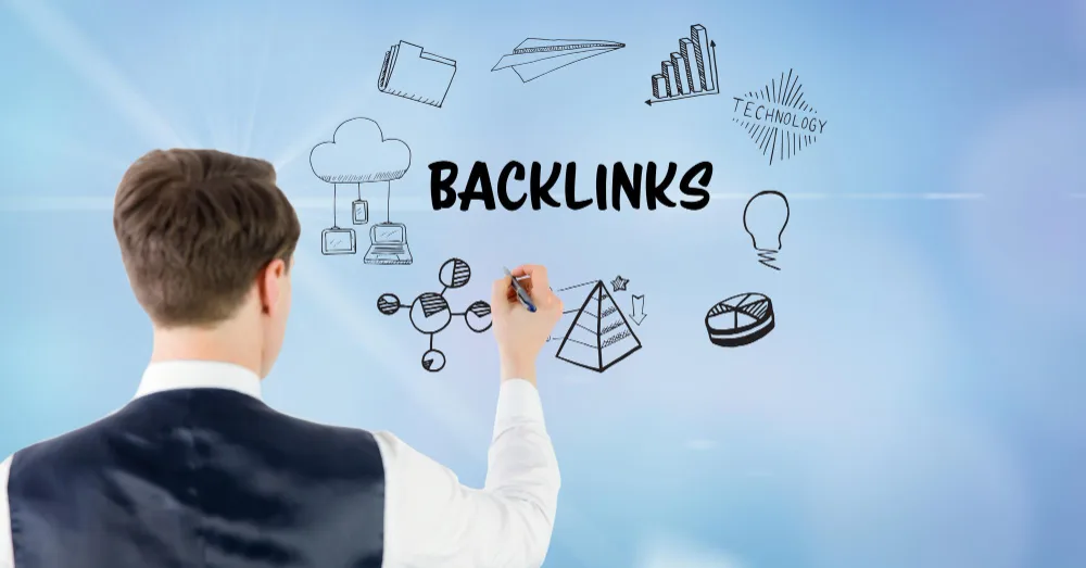 A person drawing symbols related to backlinks.