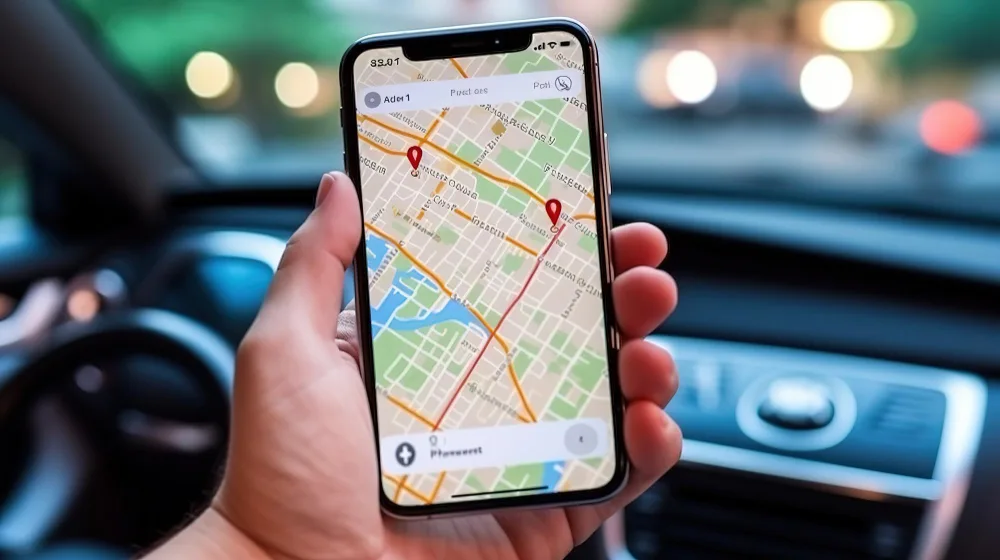 Google Maps being showed using a phone.