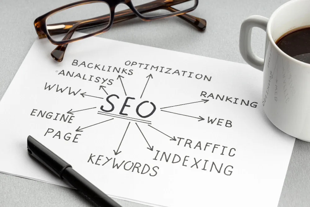 The branches of SEO written on a piece of paper.