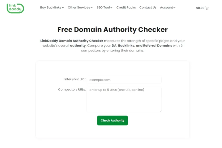 LinkDaddy Domain Authority checker