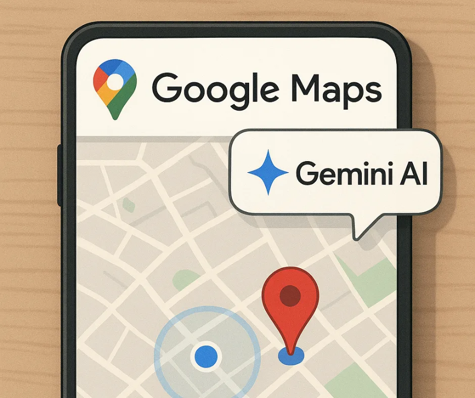 An image that portrays and shows Gemini Ai integration with Google Maps