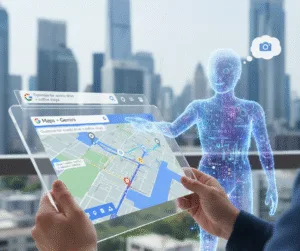 An image that portrays and shows Gemini Ai integration with Google Maps