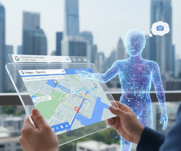An image that portrays and shows Gemini Ai integration with Google Maps