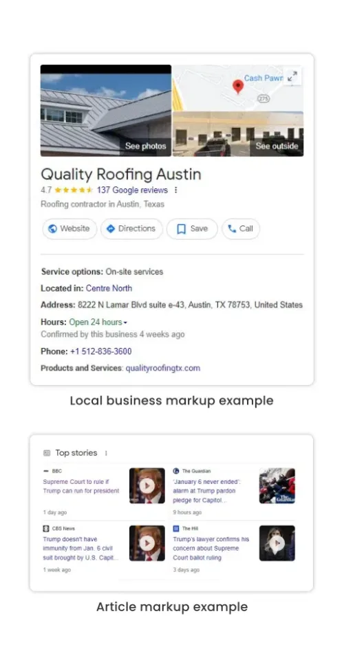 local business and article markup examples