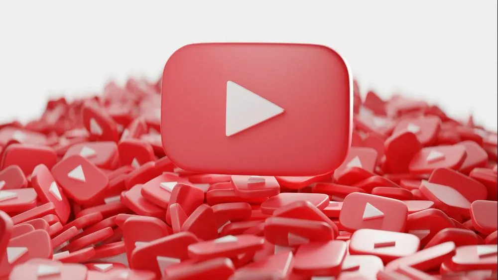 YouTube logo floating above hundreds of other YouTube logos
